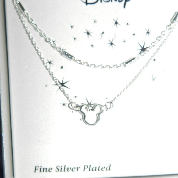 NEW Disney Silver Mickey Mouse Necklace 18" Layered Chain Necklace NWT! - Picture 4 of 10